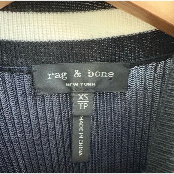 Rag & Bone Semi Sheer Blue Tank Top Black White Trim XS - Picture 4 of 5